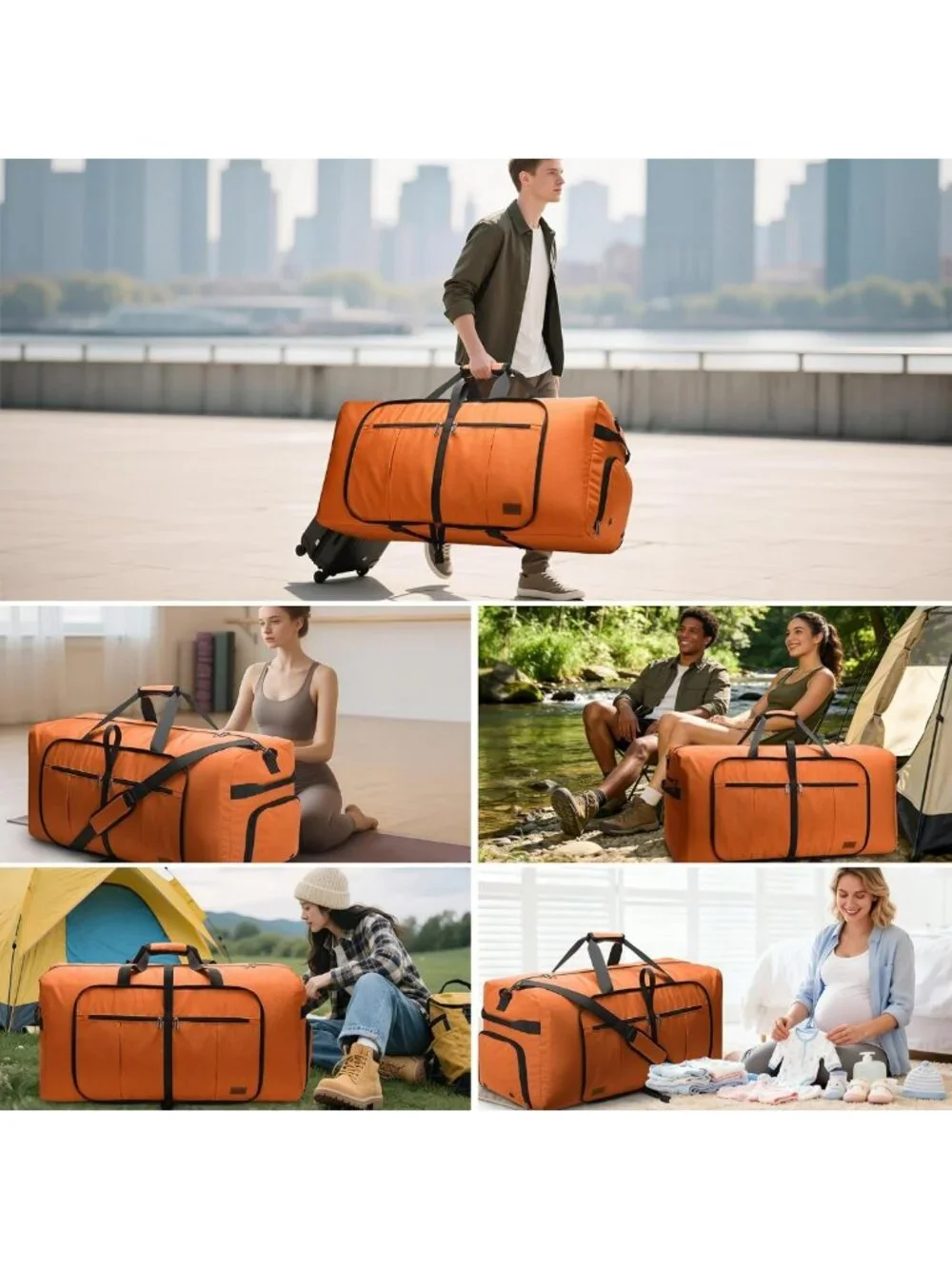 Extra Large 80L Waterproof Duffle Bag for Travel, Foldable with Shoe Compartment